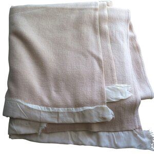 Vintage Pink Acrylic Blanket Satin Trim Twin/Full Size 82x88 Lightweight Soft Id